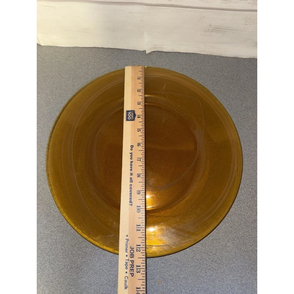 Mcm Sunflower Color Amber Swirl Art‎ Glass Charger Plate 12.50